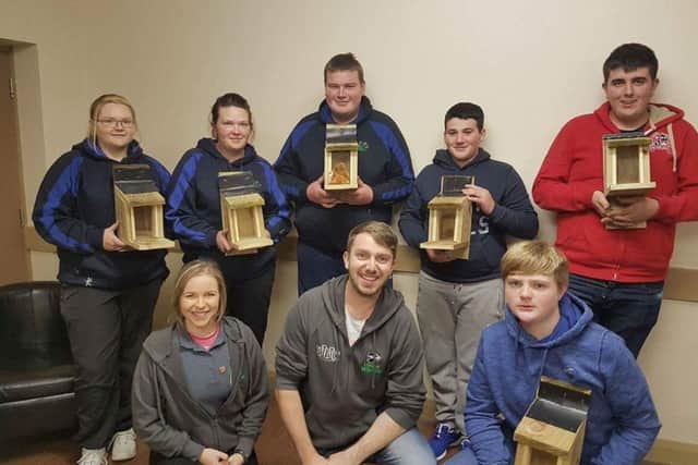 Mourne YFC made red squirrel feeders as part of the Grassroots Challenge - these feeders have been place in Kilbroney Forest Park to entice red squirrels into the area