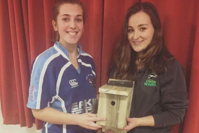 A member from City of Derry YFC is pictured with Ulster Wildlifes YFCU Project Officer Shona