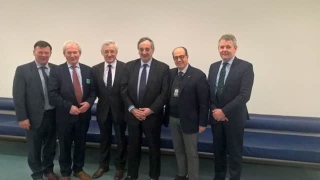 UFU President Barclay Bell and the Presidents of the UK Farming Unions with Albert Dess and Paolo de Castro in European Parliament this week. Greening simplification, trade and avian influenza was on the agenda.