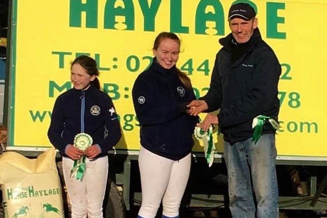 Winner of the 75 class Simone Leathem, pictured with Zoe Gilliland, who was placed third, and Eric Pele