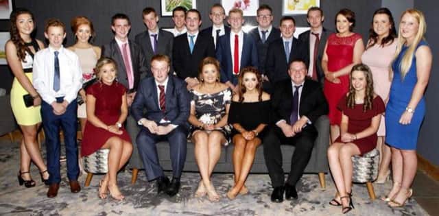 Cappagh YFC members and office Bearers celebrating their successes at the recent county dinner