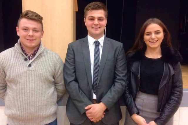 The Kilrea YFC group debating team who were placed second at the heats included  Adam Alexander, Timmy Davidson and Abbie Canning