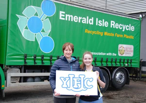 Helen Livingston from Emerald Isle Recycle who are the new sponsor of the YFCU photography competition is pictured with YFCU programmes officer Hannah McKeown