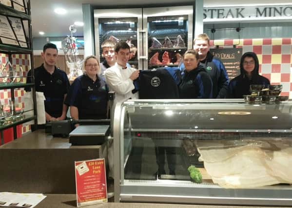 Members of Mourne Young Farmers' Club with James Cunningham from Cunningham's Butchers and Food Hall