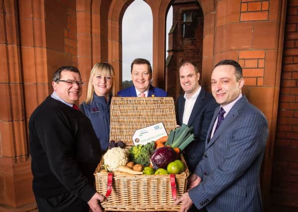 Pictured (left to right) are Michael McCallion from ASDA, Caoimhe Mannion from Tesco, Michael Bell from NIFDA, Brendan Conway from Lidl and Peter Phillips from M&S