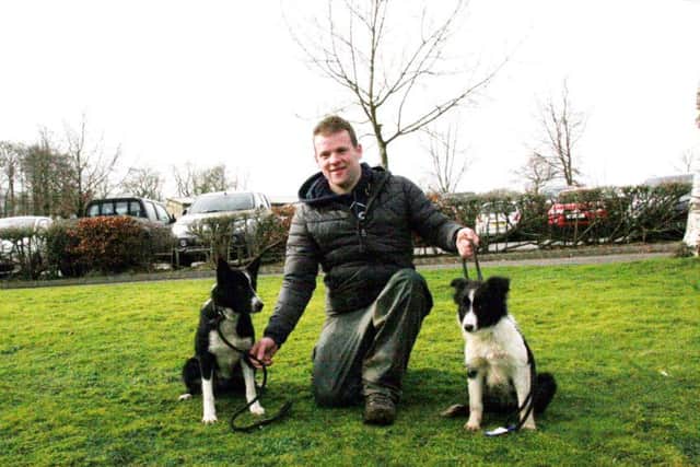 Waless Dewi Jenkins is pictured at Skipton with his 4,000gns dog and 1,100gns pup