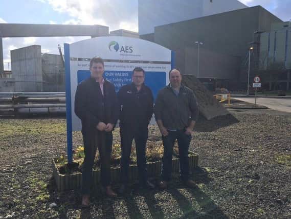 James McCluggage, group manager pictured with Paul Penney, AES Outage & Planning Engineer, and John Watt, newly elected group chairman