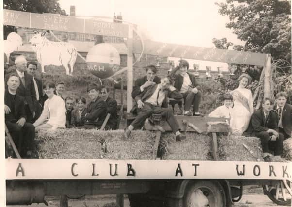 1965 Omagh Show float: The Reverend Linnegan, R Wasson, A McFarland, E Smyth, D Baxter, J Doherty, Noel Baxter, K Beatttie, B Wasson, J Wasson, H Doherty, C Davidson, C Smyth, L Smyth,  R Fleming, J Smyth.  Float was made by Billy Davidson and Roger Fleming and lorry was owned by Eakin Bros