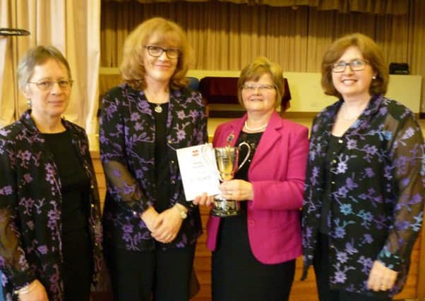 Members of Ballyblack WI who won the Deborah Horan Trophy for Overall Winner at the WI Music Festival 2017 at 2ND Comber Presbyterian Church hall