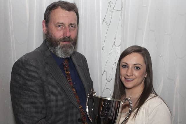 Ballycastle & District Horse Ploughing Society held their annual presentation dinner on Friday night. And pictured receiving his award from Grace Cassley is Hugh McCaughan, who came 1st in the Swing Class.