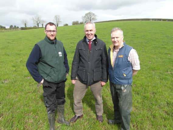UGS President Sam Watson (centre) with host farmers Philip and David Clarke