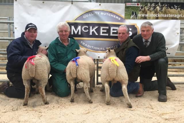 Prize winning pen in the any other breed class went to I Adair, Antrim, second and third place went to John Clarke, Ballymena, also pictured is L Glenn and S Carmichael
