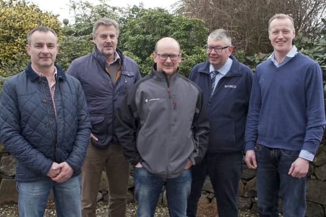 Officially launching Holstein NI's Open Day are, from left: Tommy Henry, chairman, Holstein NI; Alan Agnew, DAERA; Conor Casey, Carnhill Herd; John Martin, secretary, Holstein NI; and host farmer Gareth Smyth, Ballyweaney Herd, Cloughmills.