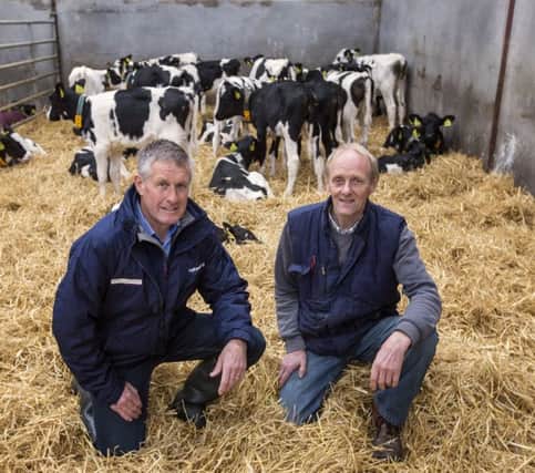 Pictured is Ian Graham from MSD Animal Health along with farmer Beattie Lilburn.
