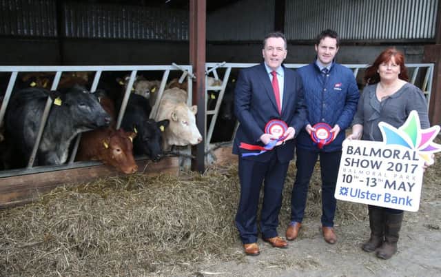 From left: George Mullan, Managing Director ABP in Northern Ireland, Arthur Callaghan, NI Blade Co-ordinator ABP Food Group and Jenny McNeill, Balmoral Show Business Development Executive