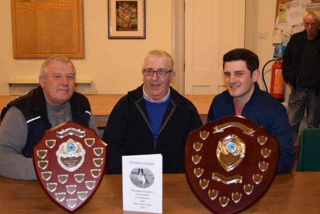 Chairman Brian Kelly and Vice Chairman Dean McAuley
accepting two shields from David Cahoon for Class1 and Class2
winners of Nursery Final