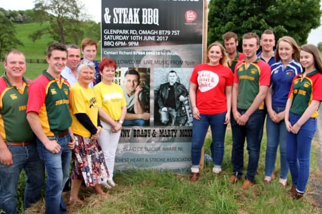 Richard and Selena Beattie with representatives from Aware NI and Chest Heart and Stroke NI, with representatives from City of Derry YFC and Cappagh YFC