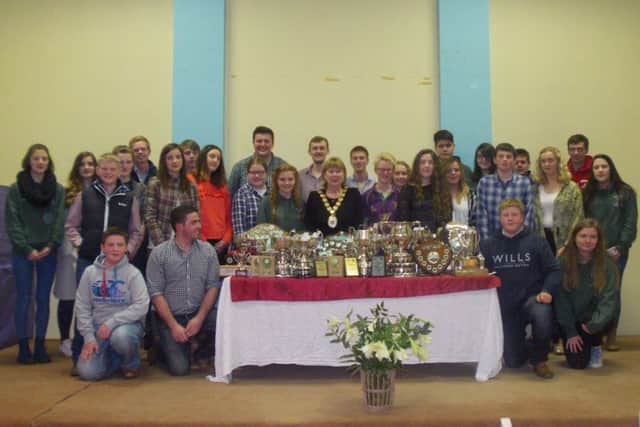 Members Newtownards YFC with the mayoress at the club's parents' night