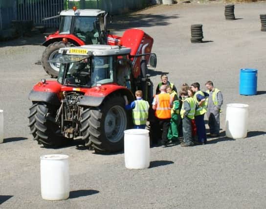 A group of students on a 13-15 year old tractor driving course at CAFRE.