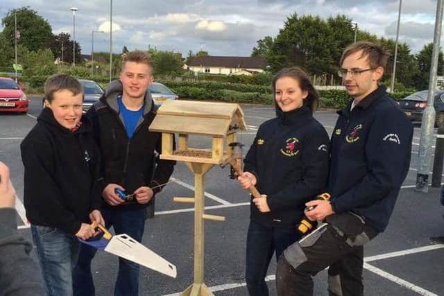 The winning team at the YFCU Build It competition: From left to right, Josh Hamilton, Calvin Nethery, Hannah Hawkes and Gareth Hamilton