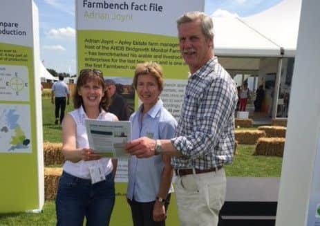 Pictured is Patricia Erwin, UFU, Judith Stafford, AHDB and Robert Moore, UFU discussing the upcoming coming monitor farm project.