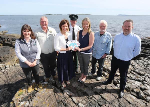 Left to right: Ashley Graham, general manager, Countrywide Alliance Ireland, Robbie Marshall, development officer, Ulster Angling Federation, Dr Joanne Hanna, marine scientist at the Department of Agriculture, Environment and Rural Affairs (DAERA), Constable Darryl Robinson, Neighbourhood Policing Team, Causeway, Coast and Glens, Emma Meredith, PSNI wildlife liaison officer, Charlie Adjey, representing local charter boats, and Paul McAleavey, senior fisheries officer, DAERA