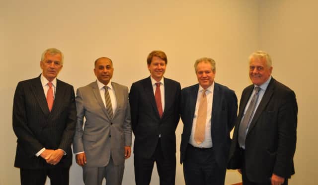 Robin Walker MP, Parliamentary Under-Secretary for Exiting the European Union with Jim Nicholson MEP and MEPs from the Conservative Party.