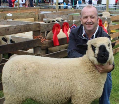 Rodney Wilson, from Pomeroy, with his Hampshire Down ewe lamb at at Omagh Show 2017