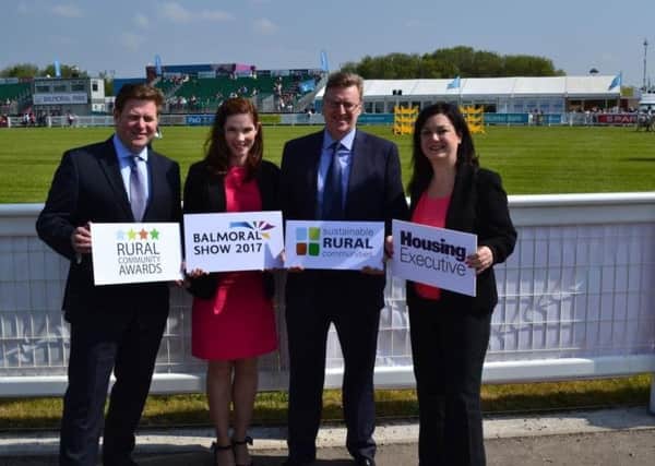 From left to right: The Housing Executives sustainable manager Robert Clements, the Housing Executives rural and regeneration manager Sinead Collins, director of Bryson Energy Nigel Brady and the Housing Executives director of regional services Siobhan McCauley launched the Rural Community Awards at this years Balmoral Show