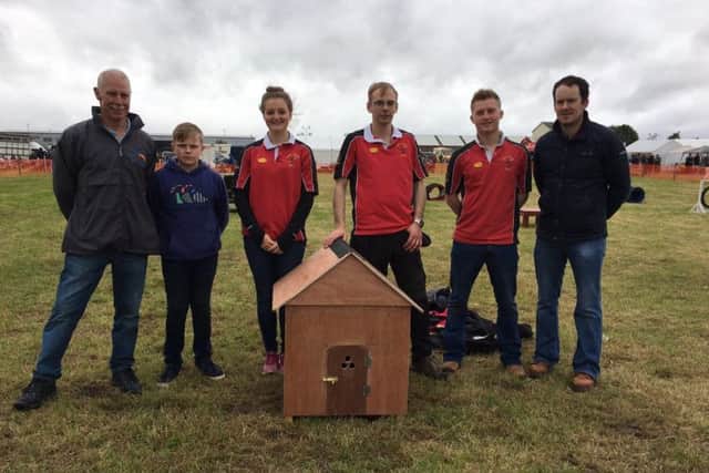 Second place in the Build It Competition were Derg Valley YFC. Pictured (left to right) are judge John Templeton, Josh Hamilton, Hannah Hawkes, Gareth Hamilton, Calvin Nethery and judge Andrew Semple