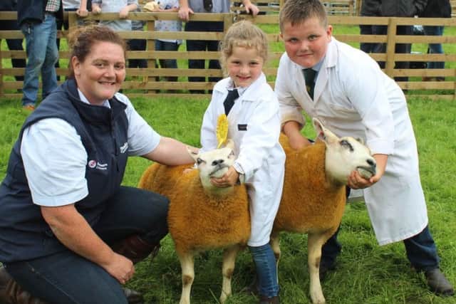 Elizabeth Wilson, from Broughshane, with her son James and daughter Sarah, who took part in the Sheep Young Handlers' class at Antrim Show 2017