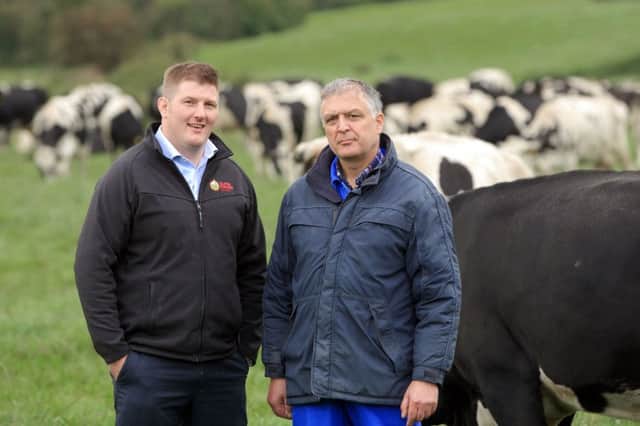 UFU Policy Manager, James McCluggage and Dairy Chairman William Irvine launching the joint UFU-IFJ Dairy event.