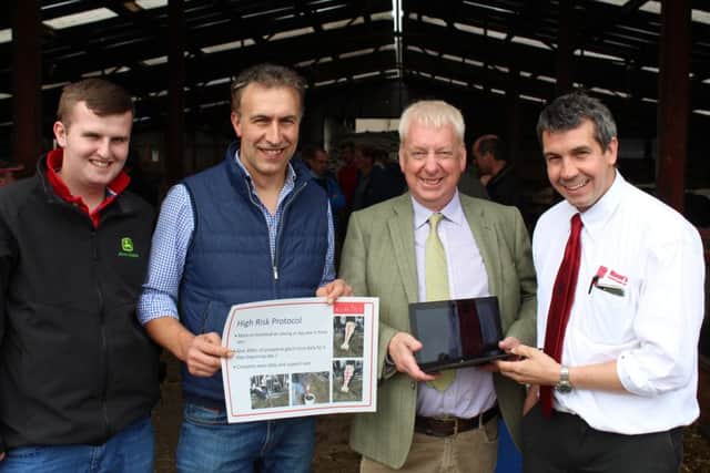 Attending the recent dry cow management farm walk, hosted by the Johnston family, are Jamie Carson, Hamiltonsbawn; Richard Trimble, Kircubbin, Archie Leitch, Bio-Chlor consultant and Colin Purdy, Mason's Animal Feeds